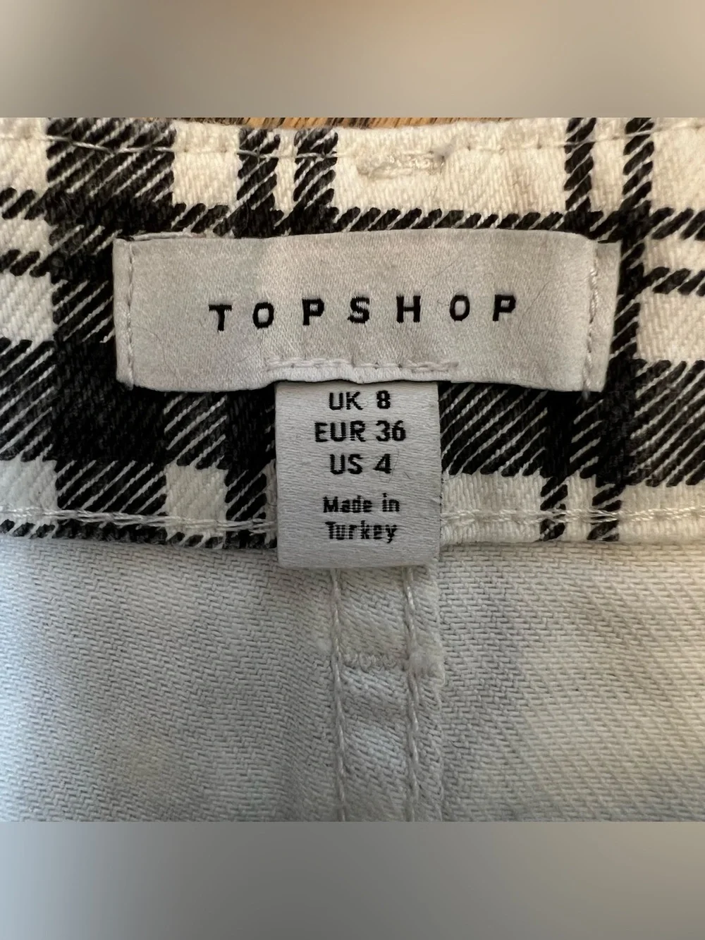 Topshop Womens Size 4 Black White Mini Jean Skirt School Work Preppy Whimsigoth